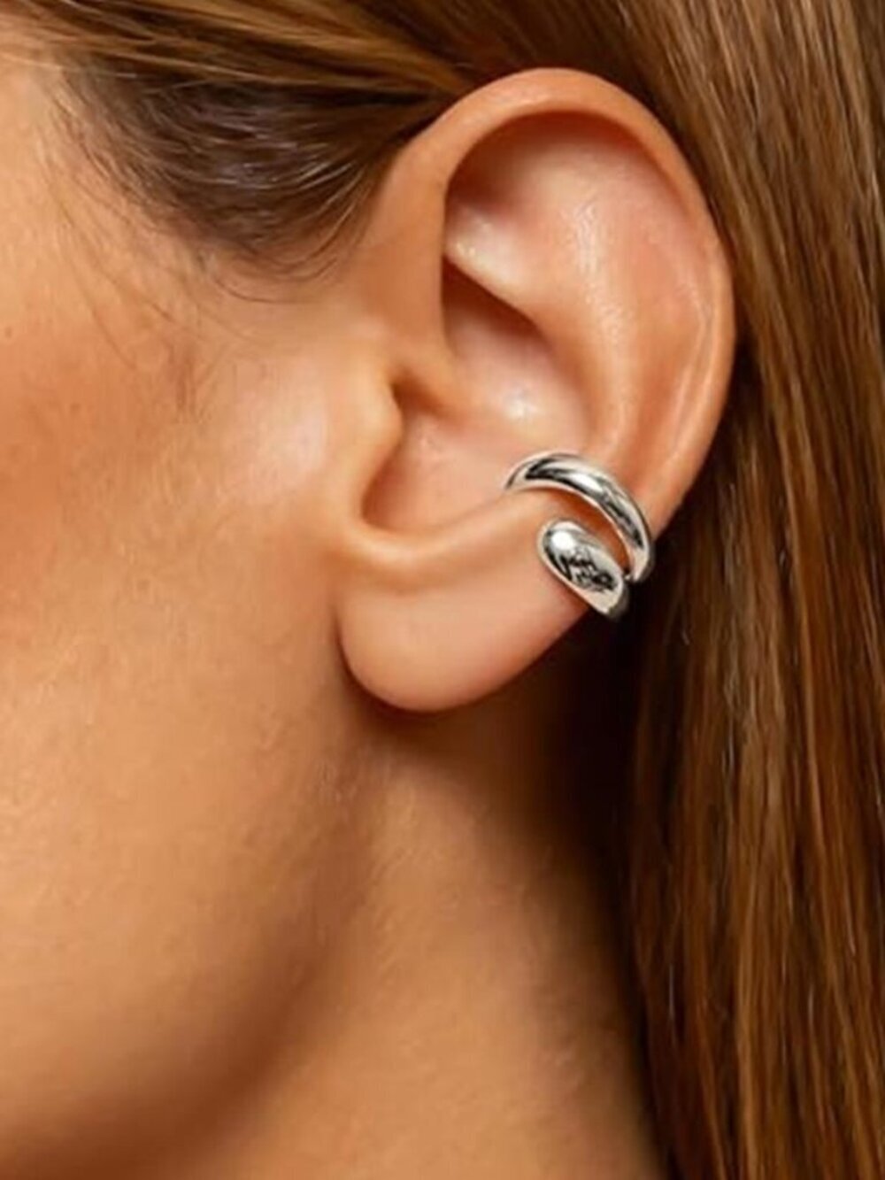 Silver Tone Ear Cuffs Non Piercing Chunky Ear Cuff Earrings Non Tarnish Clip on